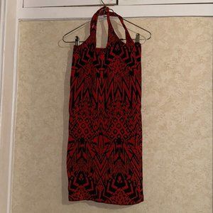 Black and Red Criss-Cross Stretch Bandage Mini Dress